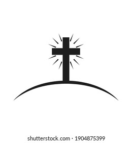 Christian cross icon. Vector christian cross. Black religion symbol. Vector illustration