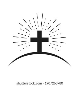 Christian cross icon  Vector christian cross  Black religion symbol  Vector illustration