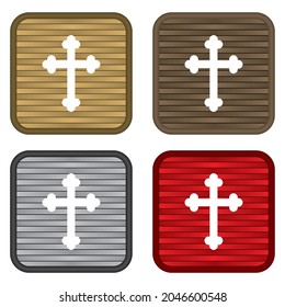 Christian Cross Icon Vector Illustration. Orthodox Religious Cross Logo Template Isolated On A White Background
