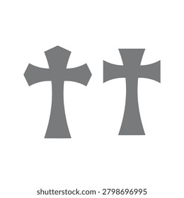 Christian cross icon vector illustration featuring a clean and simple religious faith symbol isolated on a white background. Minimal and timeless spiritual design suitable for churches, religious organizations, worship materials, faith-based publications, Christian branding, educational resources, community outreach programs, websites, mobile applications, logos, and print media. Fully editable EPS vector ideal for professional digital and print use.