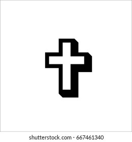 Christian cross icon vector illustration on white background