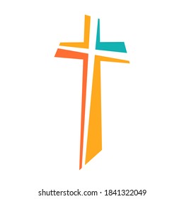 Christian Cross icon. Vector Cross icon isolated. Vector illustration. Color religion Crosses.