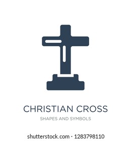 christian cross icon vector on white background, christian cross trendy filled icons from Shapes and symbols collection, christian cross vector illustration