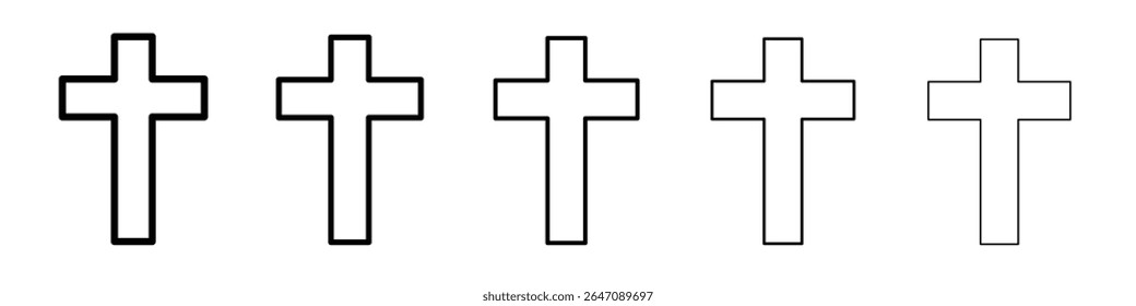 Christian Cross icon vector outline symbol or illustration