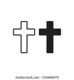 christian cross icon vector sign symbol