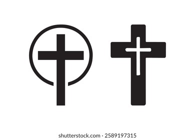 Christian Cross icon vector silhouette isolated in white background