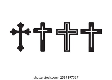 Christian Cross icon vector silhouette isolated in white background