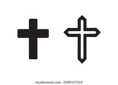 Christian Cross icon vector silhouette isolated in white background