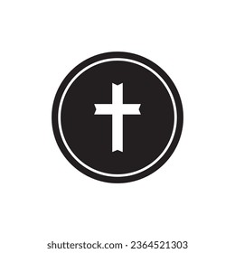 Christian cross icon vector template illustration logo design