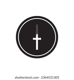 Christian cross icon vector template illustration logo design