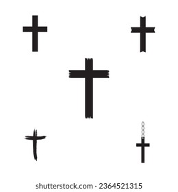 Christian cross icon vector template illustration logo design