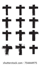 Christian cross icons set
