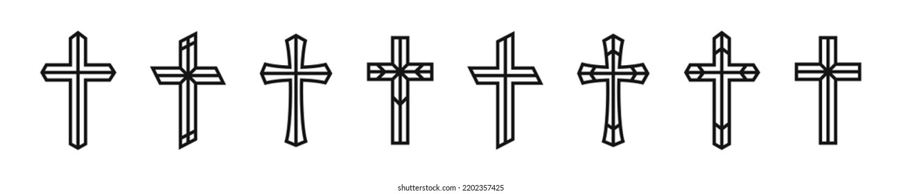 Christian cross icons. Cross signs. Cross shapes collection. Vector graphic EPS 10