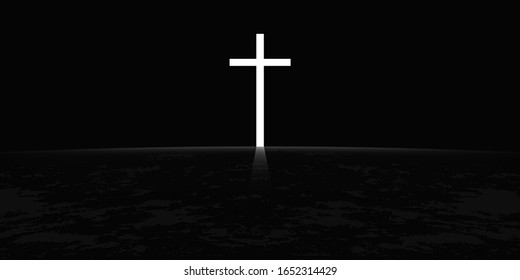 Christian Cross. Illustration of the cross of light in the world. Represents the greatness of God.