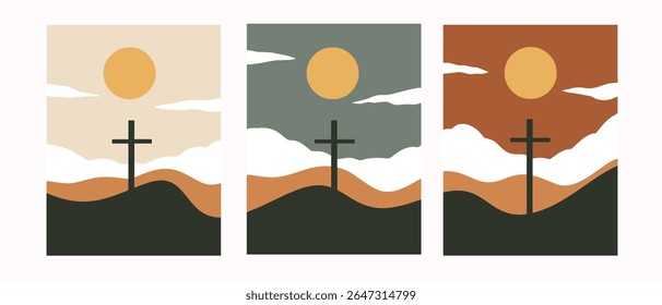 A Christian cross illustration in soft, pastel colors, symbolizing faith, hope, and peace. Suitable for religious materials, spiritual artwork, or inspirational content.