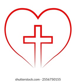 Christian cross inside in heart Christian symbol love and hope