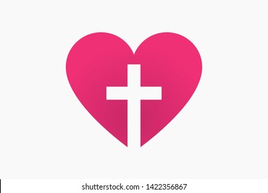 Christian cross inside heart vector icon illustration