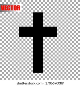 Christian Cross Isolated On Transparent Background. Religious Symbol. Vector Illustration