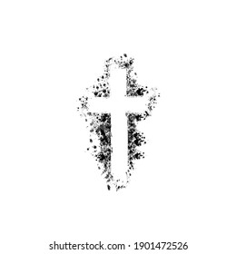 Christian cross isolated vector illustration. Religion themed background. Design for Christianity, prayer and care, church charity, help and support