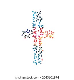 Christian cross isolated vector illustration. Religion themed background. Design for Christianity, prayer and care, church charity, help and support