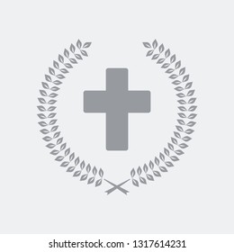 Christian cross and laurel