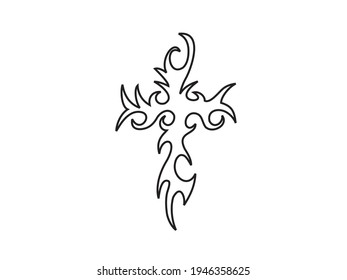 Christian cross line art clips art isolated editable stroke illustrations 