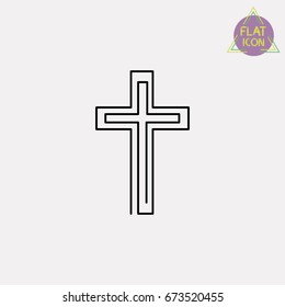 Christian cross line icon