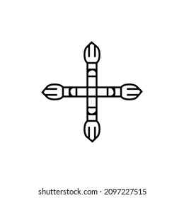 Christian cross line icon. Simple style christian religion poster background symbol. Logo design element. T-shirt printing. Vector for sticker.