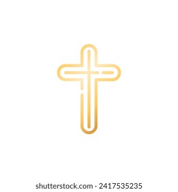 Christian cross line icon. Vector graphics, editable stroke outline sign and flat style, eps 10. 