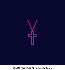 Christian cross line icon. Vector graphics, editable stroke outline sign and flat style, eps 10. 