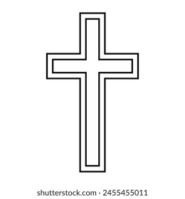Christian cross line icon. Vector illustration isolated on white background
