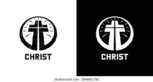 Christian cross logo illustration design inspiration template