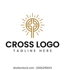 christian cross logo with the light