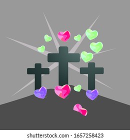 Christian cross with love illustration vector.
suitable for Easter themed designs