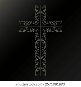 Christian cross made of golden unique pattern design