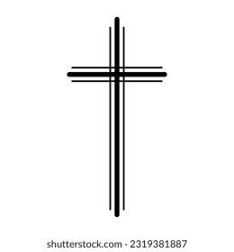 Christian cross modern linear style. faith and belief contemporary crucifix sign. Vector illustration. Stock image.