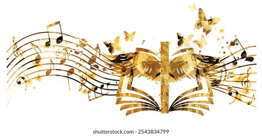 Christian cross with music notes isolated vector illustration. Religion themed background. Design for gospel church music, choir singing, concert, festival, Christianity, prayer