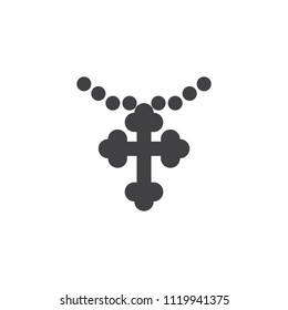 Christian cross necklace vector icon. filled flat sign for mobile concept and web design. Holy rosary beads simple solid icon. Symbol, logo illustration. Pixel perfect vector graphics