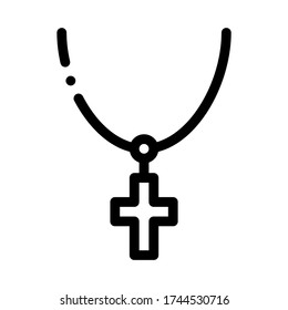 christian cross on neck icon vector. christian cross on neck sign. isolated contour symbol illustration