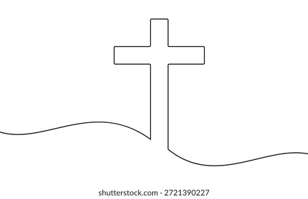 La cruz cristiana es una línea continua. Símbolo de la fe cristiana. Cruz religiosa. 