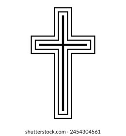 Christian cross outline icon. Vector illustration isolated on white background
