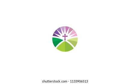 Christian cross praying logo icon vector