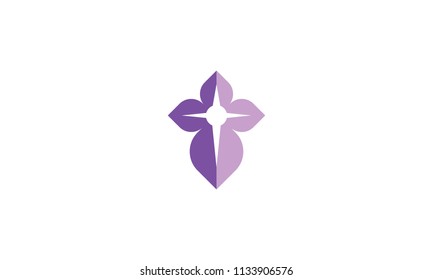 Christian cross praying logo icon vector