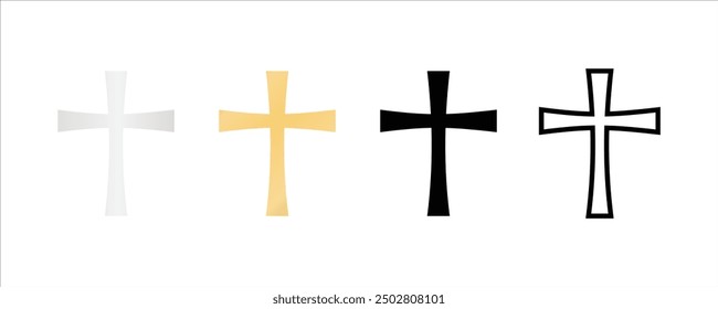 Christian cross religious symbol gold silver black vector illustration templates