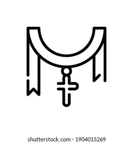 Christian Cross Ribbon, Cross Necklace Icon Logo Illustration Vector Isolated. Christ and Easter Icon-Set. Suitable for Web Design, Logo, App, and UI. Editable Stroke and Pixel Perfect. EPS 10.