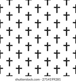 Christian cross seamless pattern isolated on white background