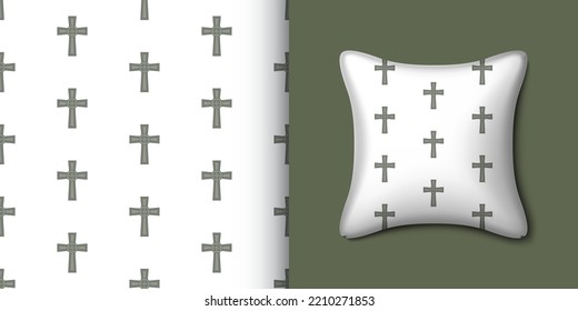 Christian Cross-nahtloses Muster mit Kissen. Vektorgrafik