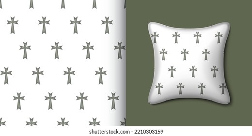 Patrón cristiano sin fisuras con almohada. Ilustración del vector