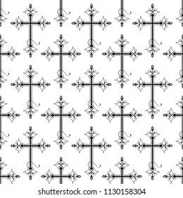 Christian Cross Seamless Pattern Vector Art Illustration