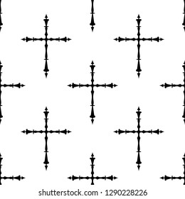 Christian Cross Seamless Pattern Vector Art Illustration